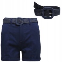 Spodenki Damskie Szorty Z Paskiem Bawełna Wygodne Z Kieszeniami Moraj Xl Navy