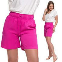 Spodenki Damskie Wysoki Stan Z Kieszeniami Przewiewne Szorty Moraj Xxl Pink