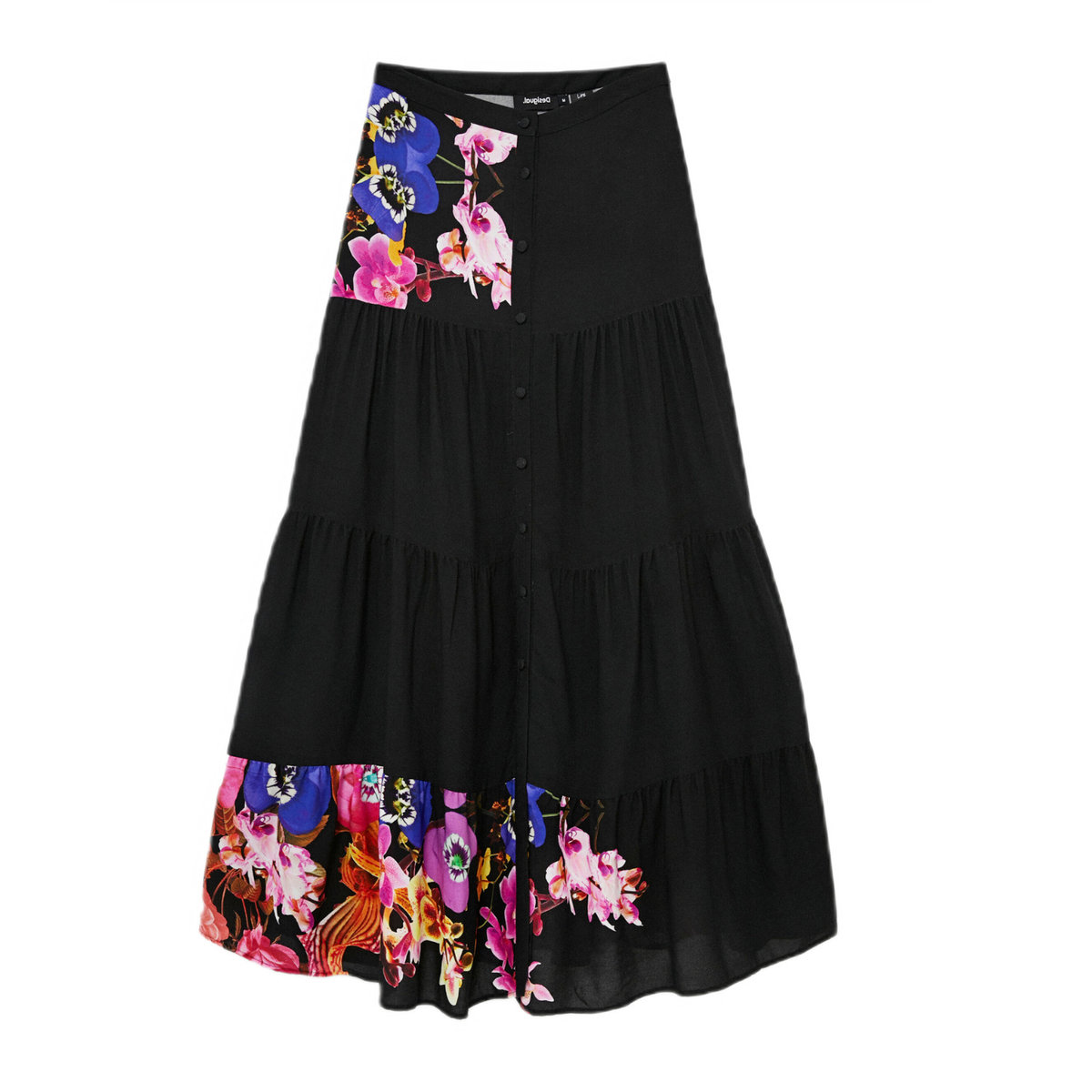 DESIGUAL Spódnica damska Desigual Mans czarna rozkloszowana długa-XS