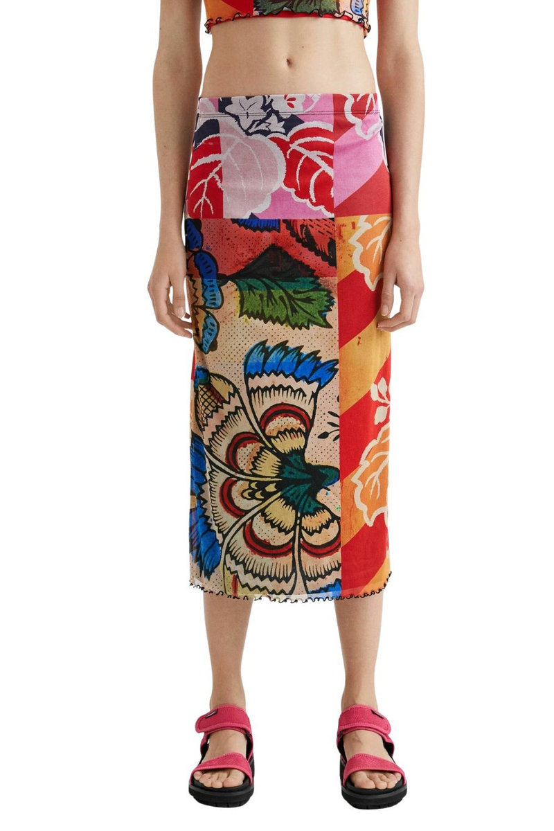 DESIGUAL Spódnica damska Desigual x Christian Lacroix Bell midi wzorzysta-S