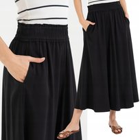 SPÓDNICA DAMSKA MAXI WISKOZOWA ZWIEWNA REGULARNY KRÓJ ELEGANCKA MORAJ XXL BLACK