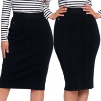 SPÓDNICA DAMSKA MIDI W PRĄŻEK OŁÓWKOWA ELEGANCKA WYGODNA MIĘKKA MORAJ S/M BLACK