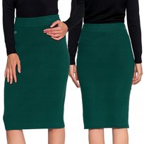 Spódnica Damska Midi W Prążek Ołówkowa Elegancka Wygodna Miękka Moraj S/M Dark Green