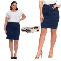SPÓDNICA DAMSKA Ołówkowa Dopasowana Spódniczka z Paskiem Gładka MORAJ S