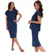 SPÓDNICA DAMSKA OŁÓWKOWA DZIANINOWA Z WISKOZY ELEGANCKA MORAJ XL BLUE