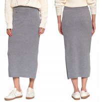 Spódnica Damska Sweterkowa Midi Rozcięcie Elegancka Wygodna Moraj S/M Grey