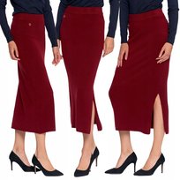 Spódnica Damska Sweterkowa Midi Z Rozcięciem Elegancka Wygodna Moraj L/Xl Red