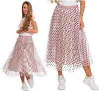 Spódnica Damska Tiulowa Elegancka Modna Zwiewna Różowa w Groszki MORAJ L/XL