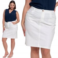 SPÓDNICA DAMSKA Z PASKIEM DOPASOWANY KRÓJ ELEGANCKA WYGODNA MORAJ XXL WHITE