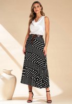 Spódnica w groszki | Spódnica z wysokim stanem | Czarna | M1155 S/M FIGL