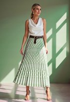 Spódnica w groszki | Spódnica z wysokim stanem | Zielona | M1155 S/M FIGL