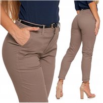 Spodnie Damskie Chinosy Eleganckie w Zestawie z Paskiem Bawełna MORAJ r. 36