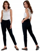 Spodnie Damskie Chinosy wiskozowe eleganckie wiązane CZARNE MORAJ S/M