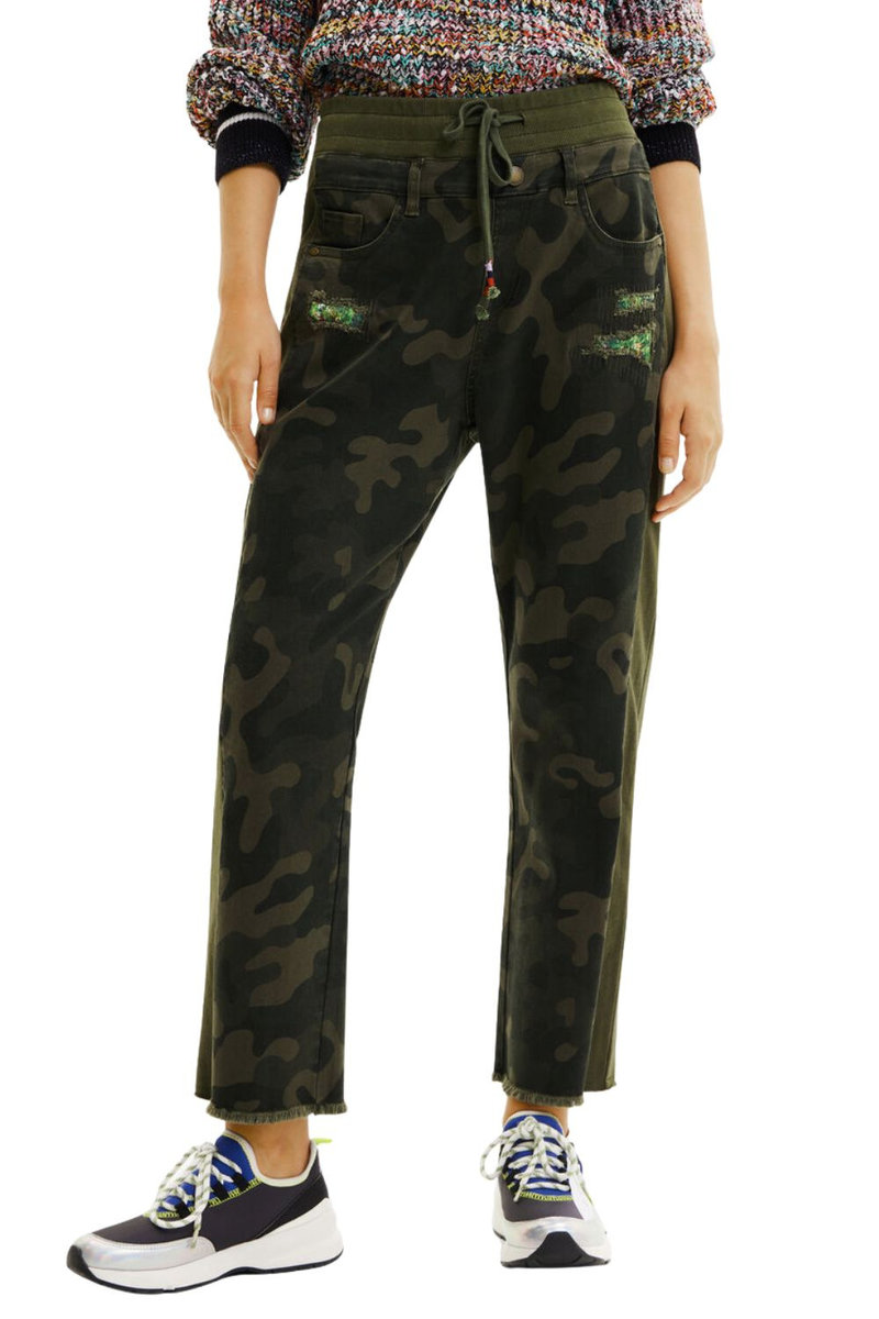 DESIGUAL Spodnie damskie Desigual Camo joggery moro-XS