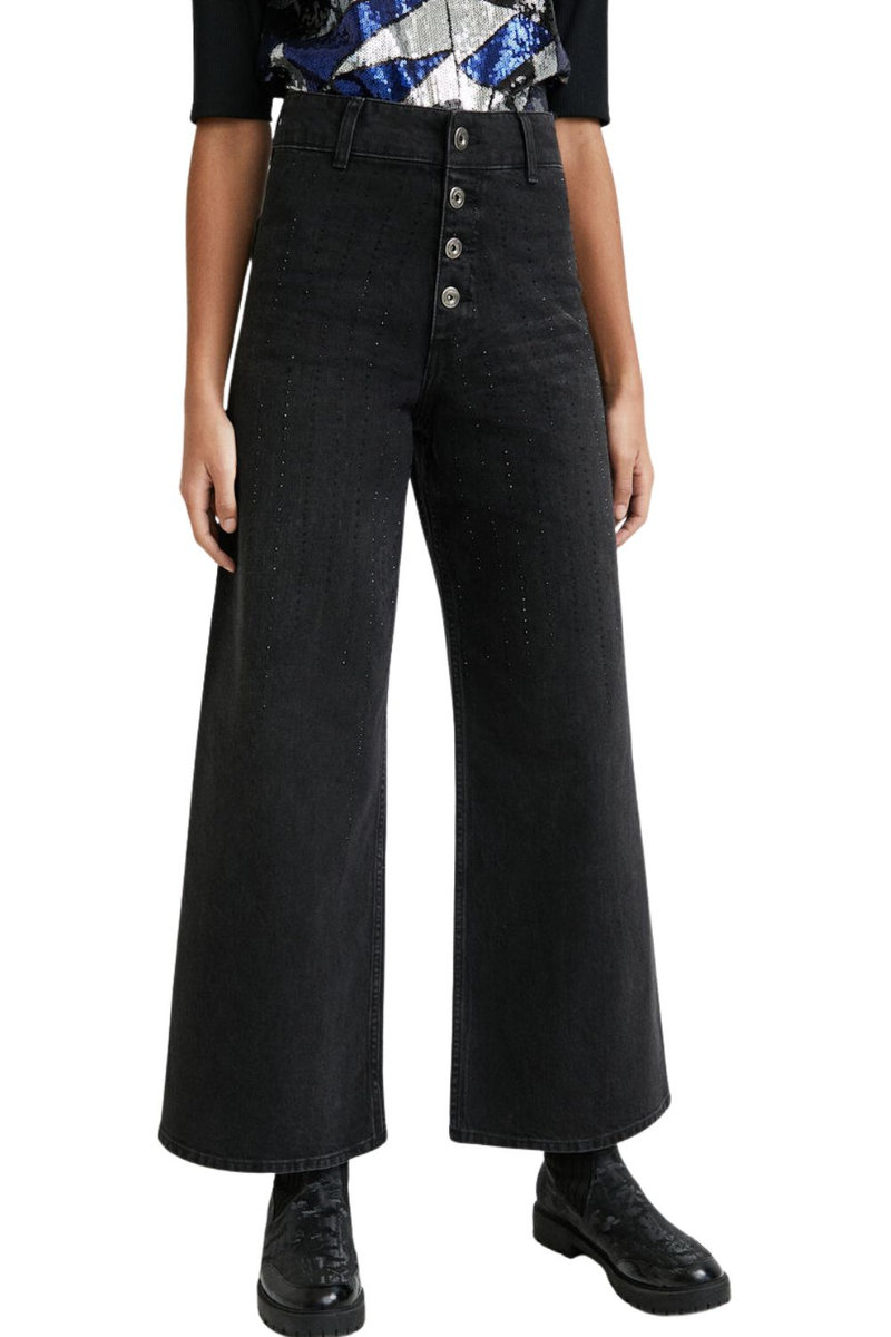 DESIGUAL Spodnie damskie Desigual Moon jeansy czarne z cyrkoniami-XL