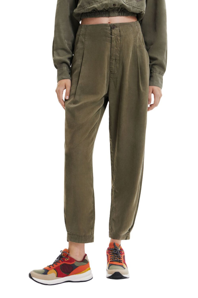 DESIGUAL Spodnie damskie Desigual Solid zielone -XS