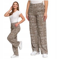 Spodnie Damskie Długie Szeroka Nogawka Luźne z Wiskozy ELEGANCKIE MORAJ 3XL