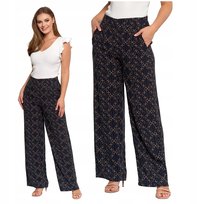 Spodnie Damskie Długie Szeroka Nogawka Luźne z Wiskozy ELEGANCKIE MORAJ XXL