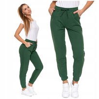 SPODNIE DAMSKIE Dresowe Gładkie z Kieszeniami i Ściągaczami Modne MORAJ L