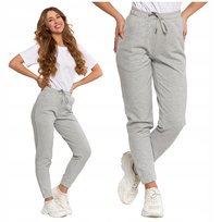 SPODNIE DAMSKIE Dresowe Gładkie z Kieszeniami i Ściągaczami Modne MORAJ L