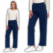 Spodnie Damskie Dresowe Ocieplane Z Wysokim Stanem 100% Bawełna Moraj Xl Navy