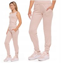 SPODNIE DAMSKIE Dresowe Wiązane z Wysokim Stanem Rurki Ściągacze MORAJ XL