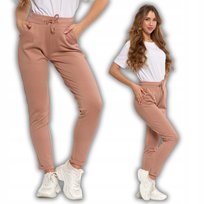 Spodnie Damskie Dresowe Z Zwężaną Nogawką Stylowe Klasyczne Moraj Xl Beige