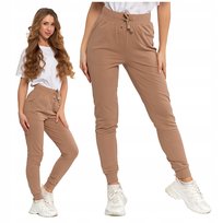 SPODNIE DAMSKIE Gładkie z Kieszeniami Dresowe Rurki Bawełniane MORAJ - S