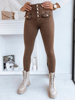 Spodnie damskie jeansowe SKULL ciemnobrązowe Dstreet UY1728-L - Inna marka