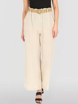 SPODNIE DAMSKIE LNIANE WIDE LEG Z PASKIEM Inny marka