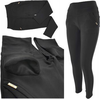 Spodnie Damskie Ocieplane Legginsy Ciepłe Z Kieszeniami Kobiece Czarne 38 M - Dajmo