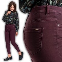 Spodnie Damskie Skinny Elastyczne Eleganckie Podwyższony Stan Moraj M Purple