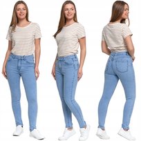 Spodnie Damskie Skinny Jeansowe Rurki Z Wysokim Stanem Kieszenie Moraj Xs Blue