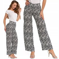Spodnie Damskie Szerokie Proste Nogawki Obłędny Wzór Zwiewne 2XL MORAJ