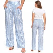 Spodnie Damskie Szerokie Proste Nogawki Obłędny Wzór Zwiewne Urocze S MORAJ