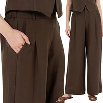 SPODNIE DAMSKIE WIDE LEG Z LYOCELLU SZEROKA NOGAWKA WYGODNE MORAJ XXL DARK BROWN Moraj
