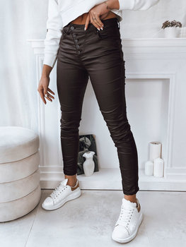Spodnie damskie woskowane KARLA ciemnobrązowe Dstreet UY1787-L - Inna marka