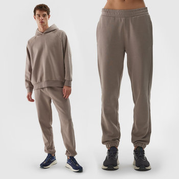 Spodnie Dresowe 4F Uniseks Dresy Joggery Brązowe 4FWAW24TTROU0826 L Brązowy - 4F