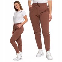 SPODNIE DRESOWE DAMSKIE GŁADKIE KLASYCZNE BASIC WIĄZANE WYGODNE MORAJ 3XL