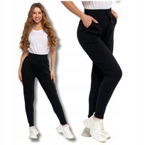 SPODNIE DRESOWE DAMSKIE GŁADKIE KLASYCZNE BASIC WIĄZANE WYGODNE MORAJ XXL