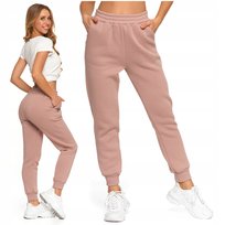 Spodnie Dresowe Damskie MORAJ Ocieplane Wysoki Stan Kieszenie Gładkie L