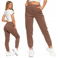 SPODNIE DRESOWE Damskie Ocieplane Gładkie Wysoki Stan Modny Kolor MORAJ S