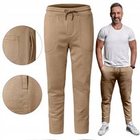 SPODNIE DRESOWE Męskie Długie Sportowe Ocieplane BEŻOWE 3XL Pako Jeans
