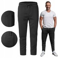 SPODNIE DRESOWE Męskie Długie Sportowe Ocieplane CZARNE XL Pako Jeans