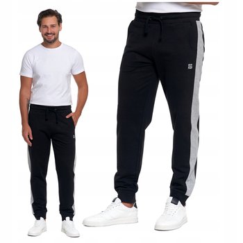 SPODNIE DRESOWE MĘSKIE Klasyczne z Kontrastowymi Wstawkami Czarne MORAJ XXL - Moraj