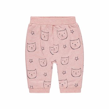 Spodnie dziewczęce dresowe, różowe z nadrukiem w kotki, Bellybutton - BellyButton