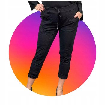 Spodnie gnieciuchy lycra gumy wysoki stan kieszenie czarne vv 44 46 3xl 4xl - Inna marka