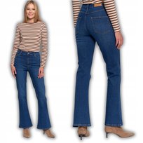Spodnie Jeansowe Damskie Jeansy Dzwony Wysoki Stan Komfortowe Moraj M Blue