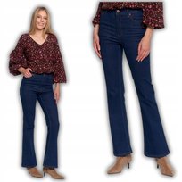 Spodnie Jeansowe Damskie Jeansy Dzwony Wysoki Stan Komfortowe Moraj Xl Navy