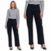 Spodnie Jeansowe Damskie Jeansy Prosta Nogawka Stylowe Komfortowe Moraj S Black